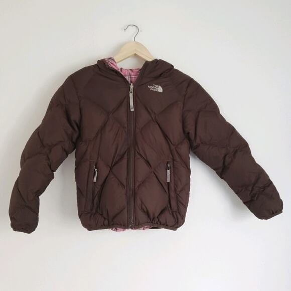 The North Face Reversible Down Puffer Brown Coat - Picture 1 of 8